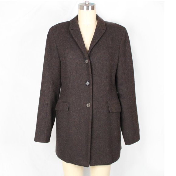 Jil Sander Jackets & Blazers - Jil Sander Brown Wool Tweed Jacket Long Blazer